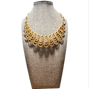 VINTAGE GOLD TONE LOOPED COLLAR BOHO GLAM CHOKER NECKLACE